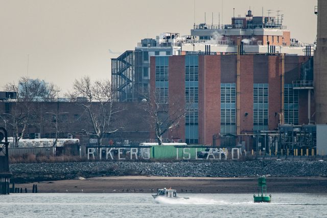 A general view shows the Rikers Island jail complex in the East River of New York, from Queens.